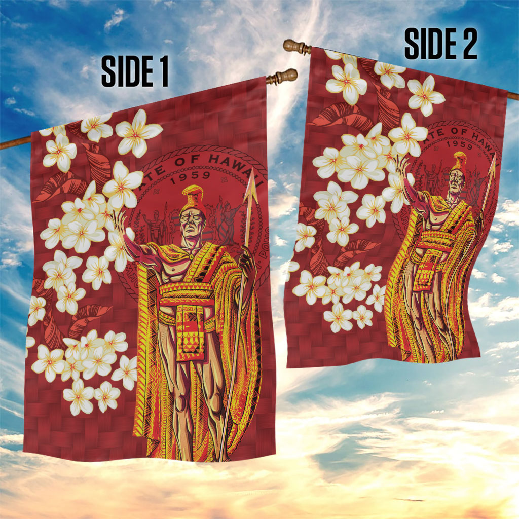 Hawaii King Kamehameha Garden Flag Plumeria Lauhala Pattern