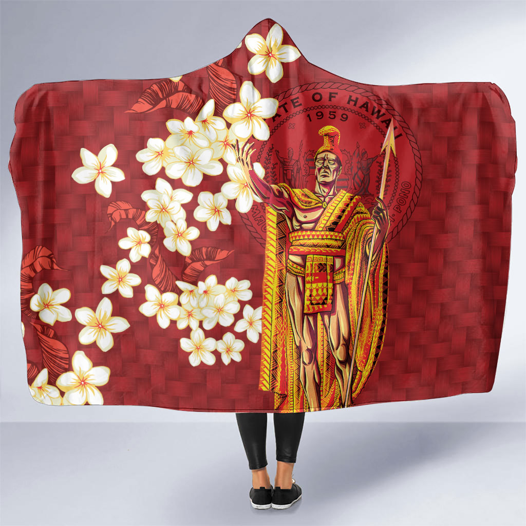 Hawaii King Kamehameha Hooded Blanket Plumeria Lauhala Pattern
