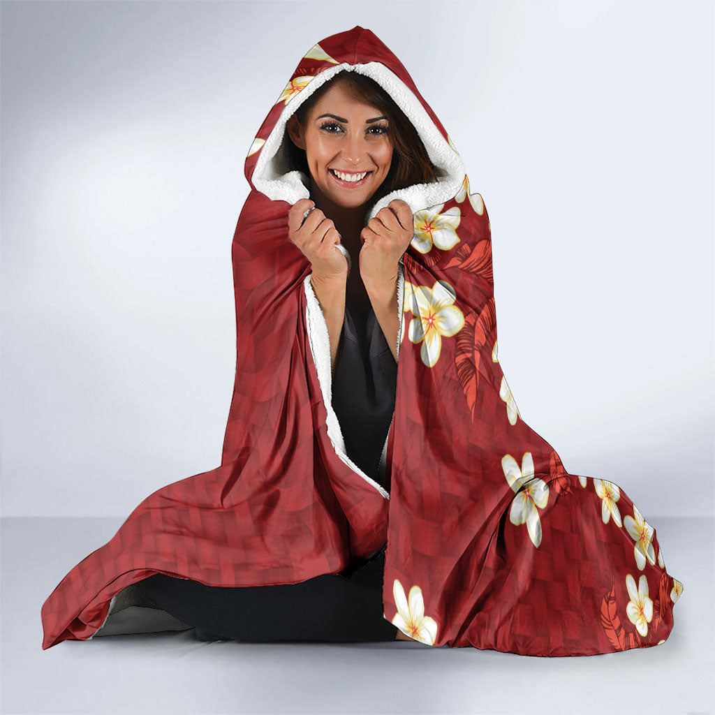 Hawaii King Kamehameha Hooded Blanket Plumeria Lauhala Pattern