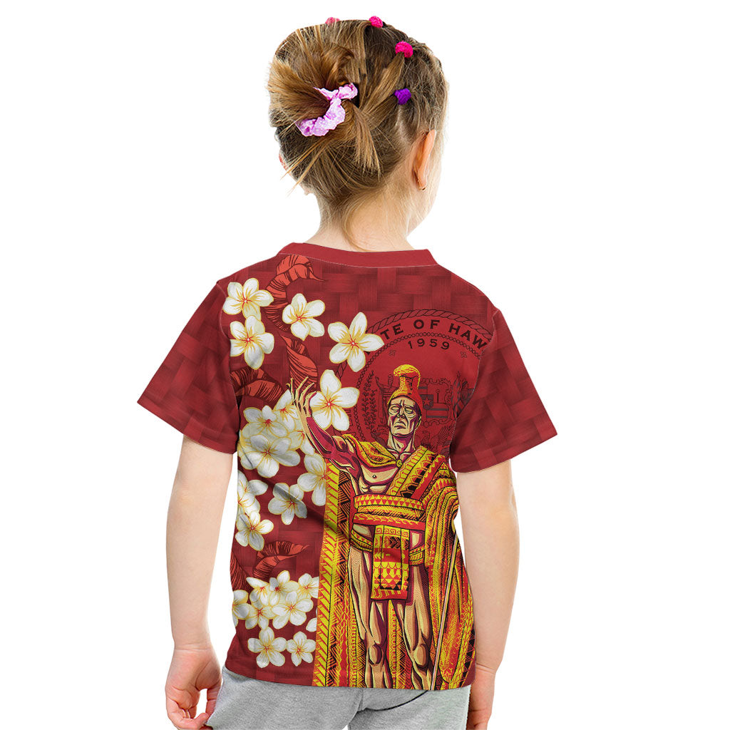 Hawaii King Kamehameha Kid T Shirt Plumeria Lauhala Pattern