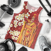 Hawaii King Kamehameha Men Tank Top Plumeria Lauhala Pattern