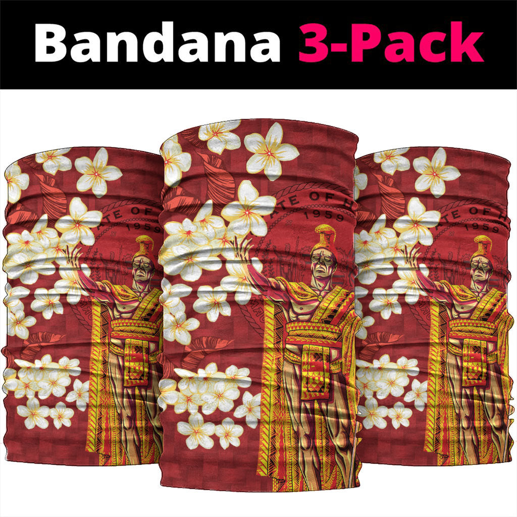 Hawaii King Kamehameha Neck Gaiter Plumeria Lauhala Pattern