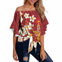 Hawaii King Kamehameha Off Shoulder Wrap Waist Top Plumeria Lauhala Pattern LT01 - Polynesian Pride