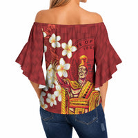 Hawaii King Kamehameha Off Shoulder Wrap Waist Top Plumeria Lauhala Pattern LT01 - Polynesian Pride