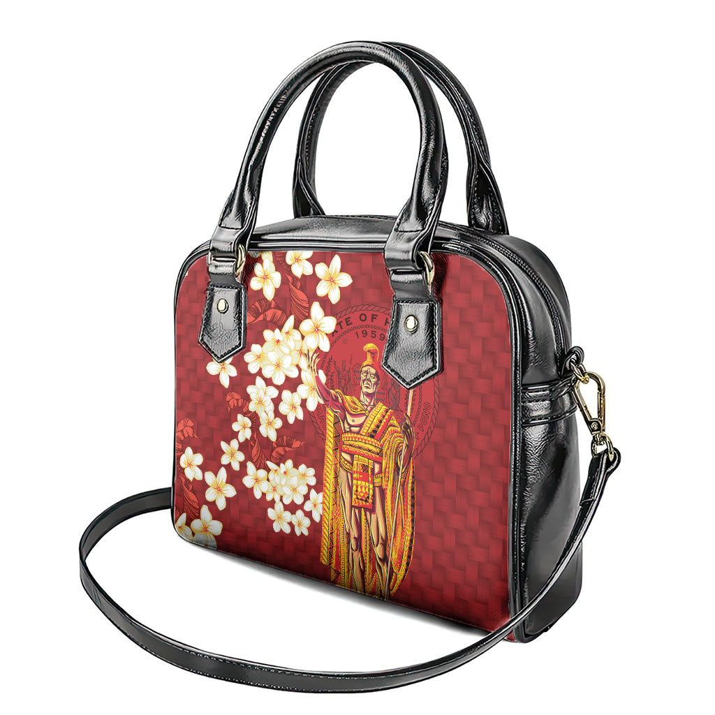 Hawaii King Kamehameha Shoulder Handbag Plumeria Lauhala Pattern