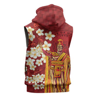 Hawaii King Kamehameha Sleeveless Zip Hoodie Plumeria Lauhala Pattern