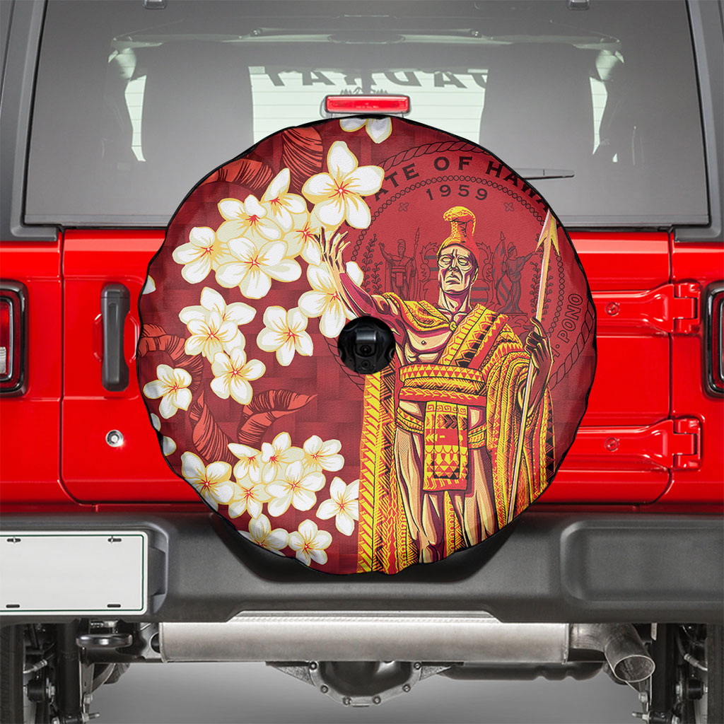 Hawaii King Kamehameha Spare Tire Cover Plumeria Lauhala Pattern