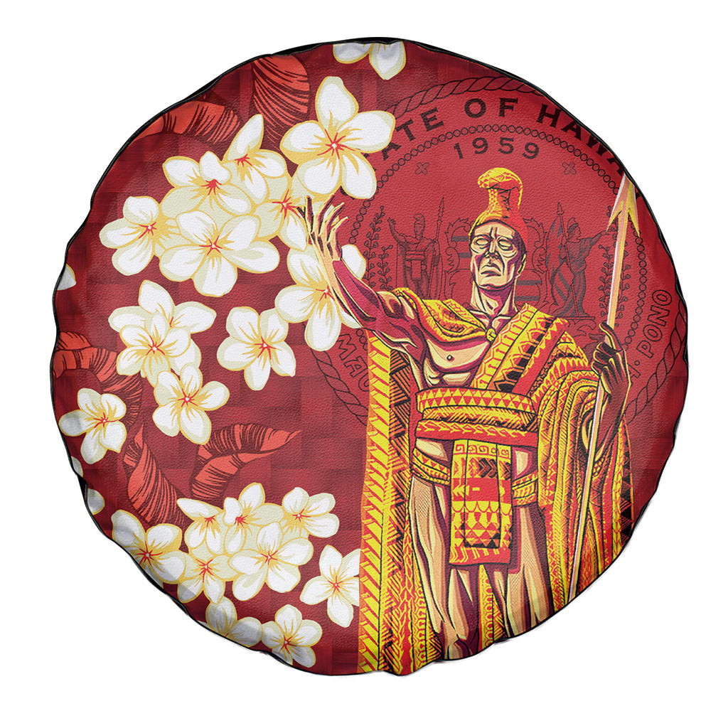 Hawaii King Kamehameha Spare Tire Cover Plumeria Lauhala Pattern