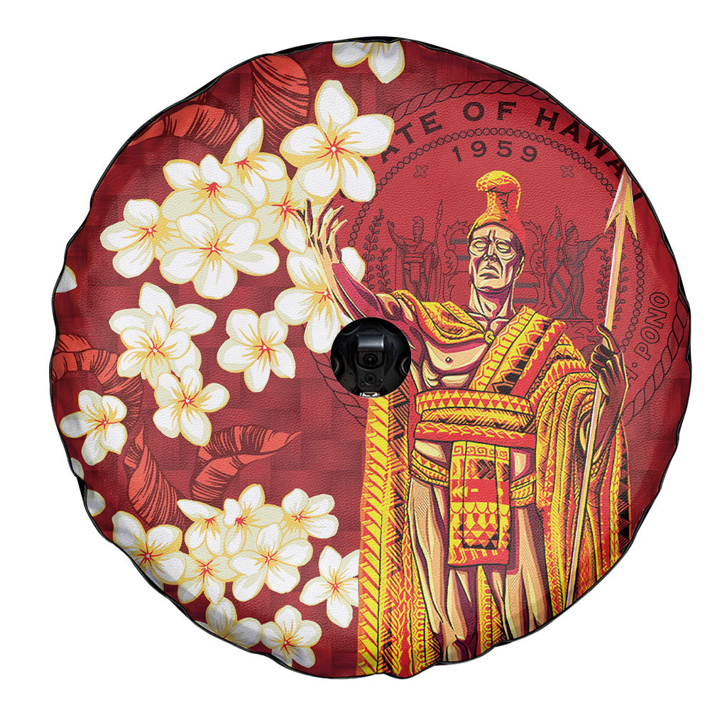 Hawaii King Kamehameha Spare Tire Cover Plumeria Lauhala Pattern