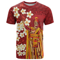 Hawaii King Kamehameha T Shirt Plumeria Lauhala Pattern LT01 Red - Polynesian Pride