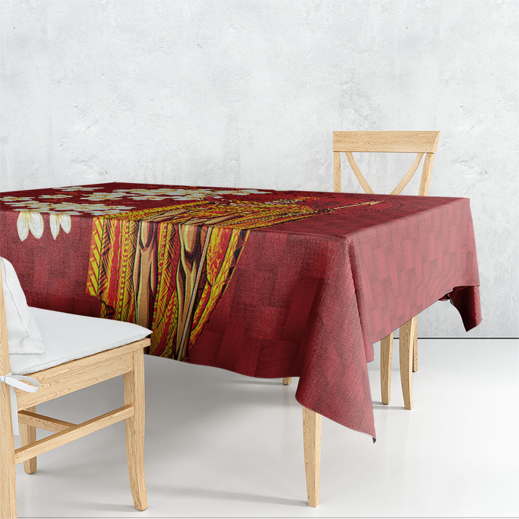 Hawaii King Kamehameha Tablecloth Plumeria Lauhala Pattern