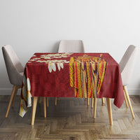 Hawaii King Kamehameha Tablecloth Plumeria Lauhala Pattern