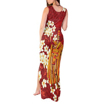Hawaii King Kamehameha Tank Maxi Dress Plumeria Lauhala Pattern