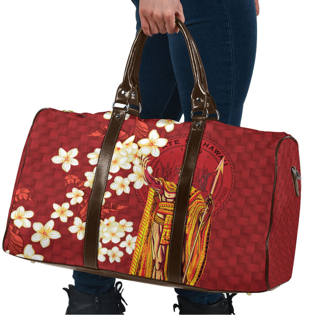 Hawaii King Kamehameha Travel Bag Plumeria Lauhala Pattern