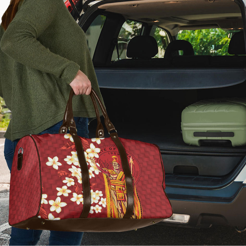 Hawaii King Kamehameha Travel Bag Plumeria Lauhala Pattern