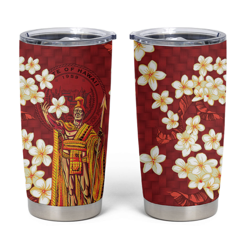 Hawaii King Kamehameha Tumbler Cup Plumeria Lauhala Pattern