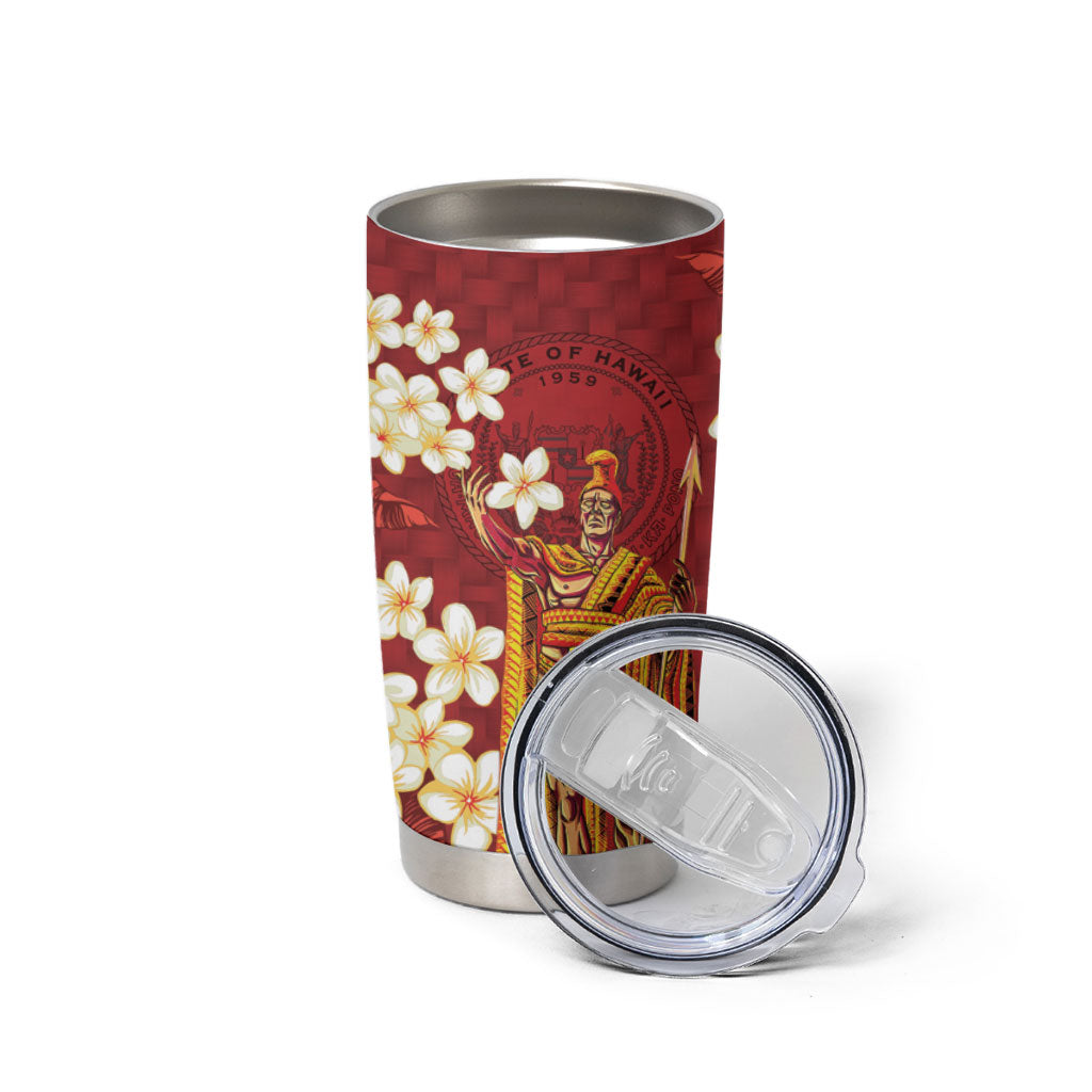 Hawaii King Kamehameha Tumbler Cup Plumeria Lauhala Pattern