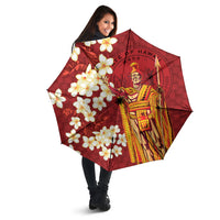 Hawaii King Kamehameha Umbrella Plumeria Lauhala Pattern