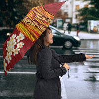 Hawaii King Kamehameha Umbrella Plumeria Lauhala Pattern