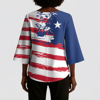 Liberia Flag Kimono Sleeve Blouse Grunge Stylized
