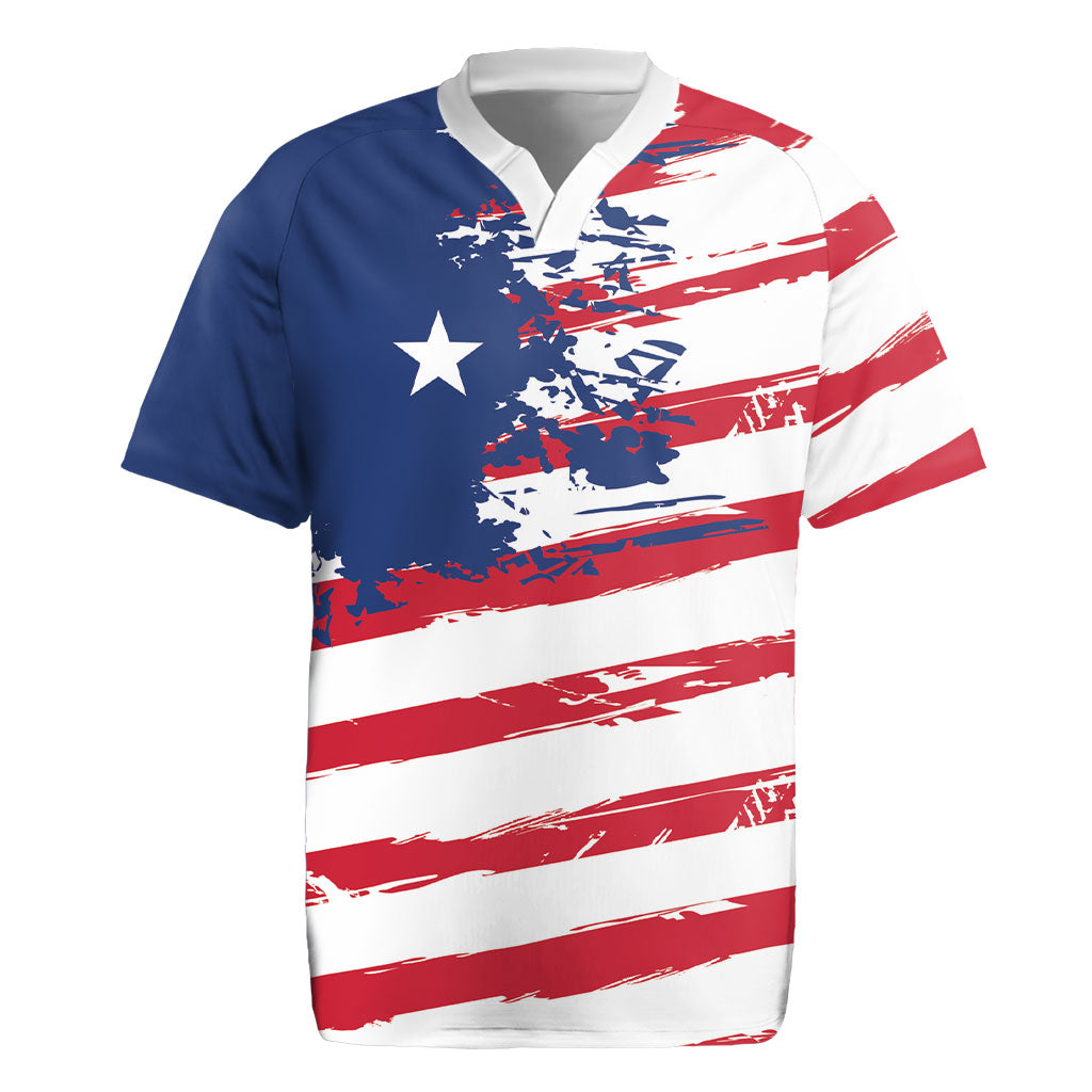 Liberia Flag Rugby Jersey Grunge Stylized LT01 Multicolor - Polynesian Pride