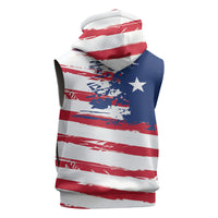 Liberia Flag Sleeveless Zip Hoodie Grunge Stylized