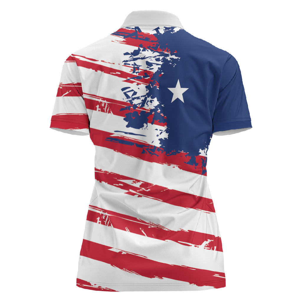 Liberia Flag Women Polo Shirt Grunge Stylized LT01 - Polynesian Pride