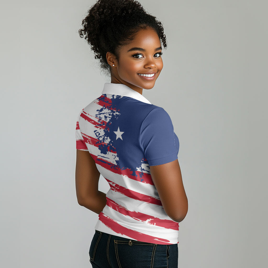 Liberia Flag Women Polo Shirt Grunge Stylized LT01 - Polynesian Pride