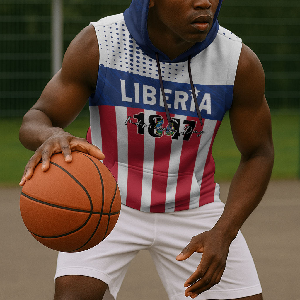 Personalized Liberia 1847 Sleeveless Hoodie Happy Independence Day LT01 - Polynesian Pride