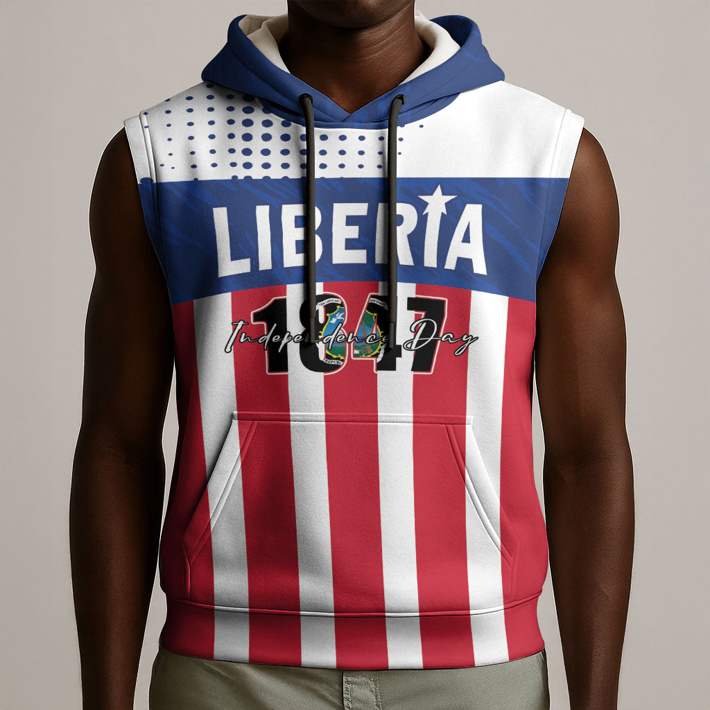 Personalized Liberia 1847 Sleeveless Hoodie Happy Independence Day LT01 - Polynesian Pride
