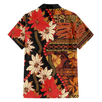 Hawaii Christmas Poinsettia Lei Family Matching Summer Maxi Dress and Hawaiian Shirt Tapa Pattern LT01 - Polynesian Pride