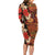 Hawaii Christmas Poinsettia Lei Long Sleeve Bodycon Dress Tapa Pattern - Polynesian Pride