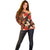 Hawaii Christmas Poinsettia Lei Off Shoulder Sweater Tapa Pattern - Polynesian Pride