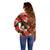 Hawaii Christmas Poinsettia Lei Off Shoulder Sweater Tapa Pattern - Polynesian Pride
