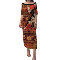 Hawaii Christmas Poinsettia Lei Puletasi Tapa Pattern - Polynesian Pride
