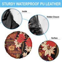 Hawaii Christmas Poinsettia Lei Spare Tire Cover Tapa Pattern - Polynesian Pride