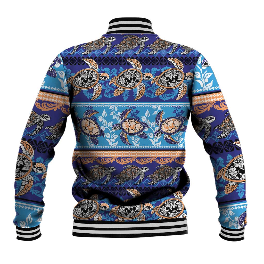 Hawaii Turtles Pattern Special Blue Baseball Jacket - Polynesian Pride