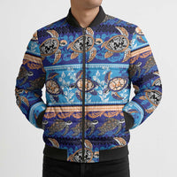 Hawaii Turtles Pattern Special Blue Bomber Puffer Jacket - Polynesian Pride