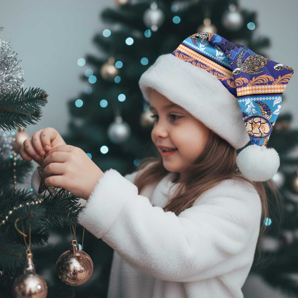 Hawaii Turtles Pattern Special Blue Christmas Santa Hat - Polynesian Pride