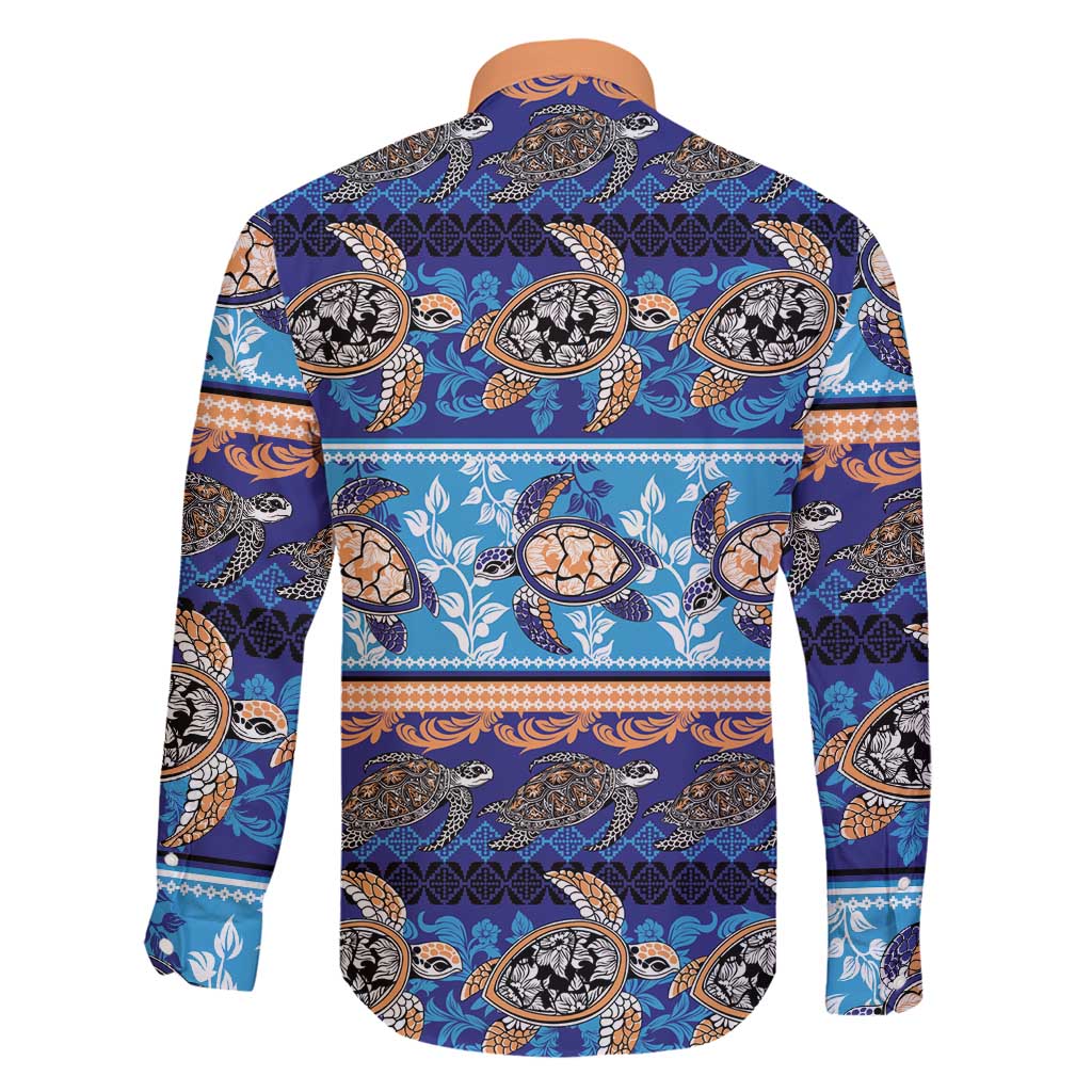 Hawaii Turtles Pattern Special Blue Family Matching Long Sleeve Bodycon Dress and Hawaiian Shirt LT01 - Polynesian Pride