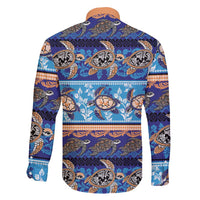 Hawaii Turtles Pattern Special Blue Family Matching Long Sleeve Bodycon Dress and Hawaiian Shirt LT01 - Polynesian Pride