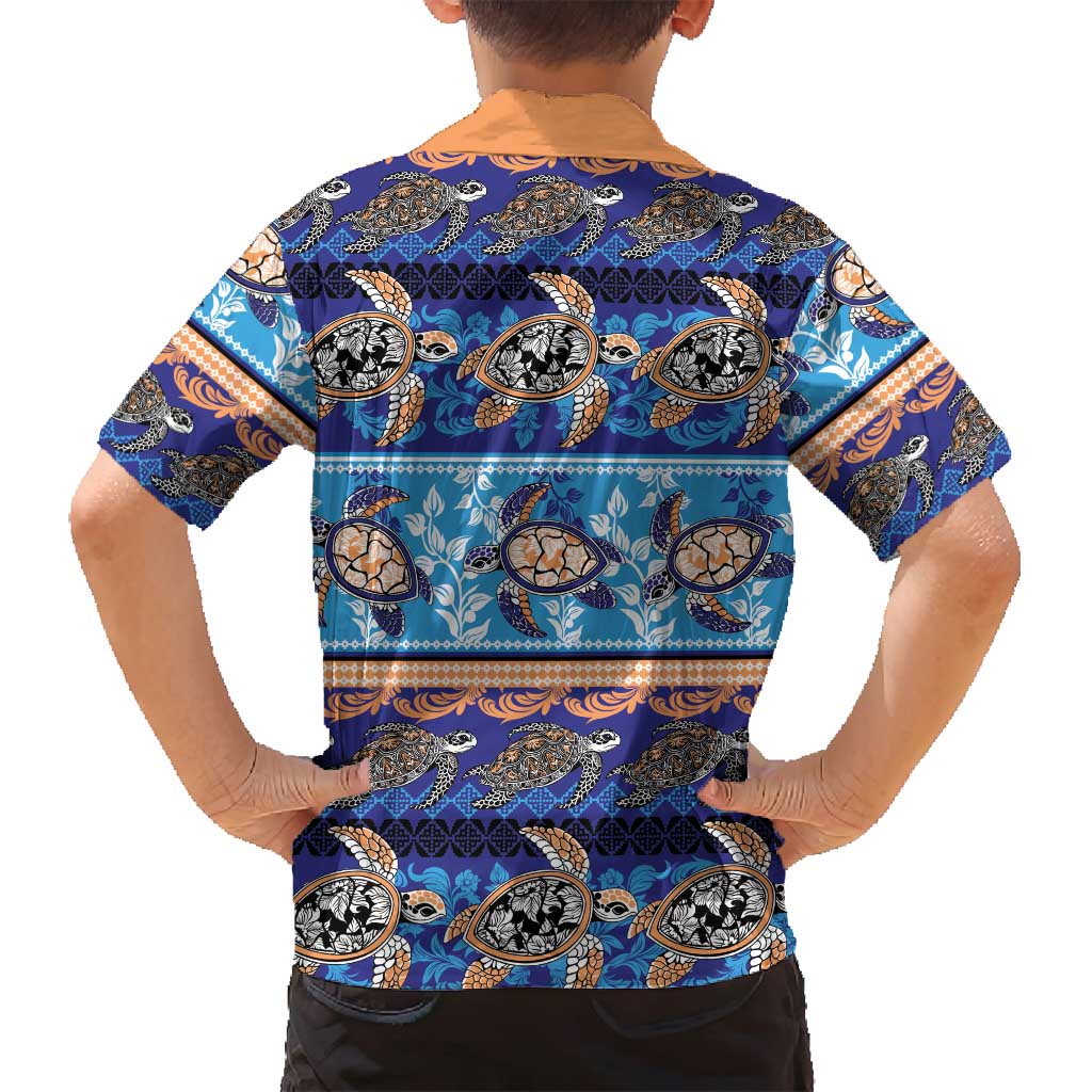 Hawaii Turtles Pattern Special Blue Family Matching Off Shoulder Maxi Dress and Hawaiian Shirt - Polynesian Pride