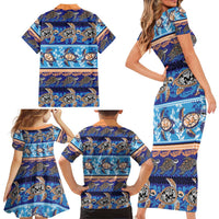 Hawaii Turtles Pattern Special Blue Family Matching Short Sleeve Bodycon Dress and Hawaiian Shirt LT01 - Polynesian Pride