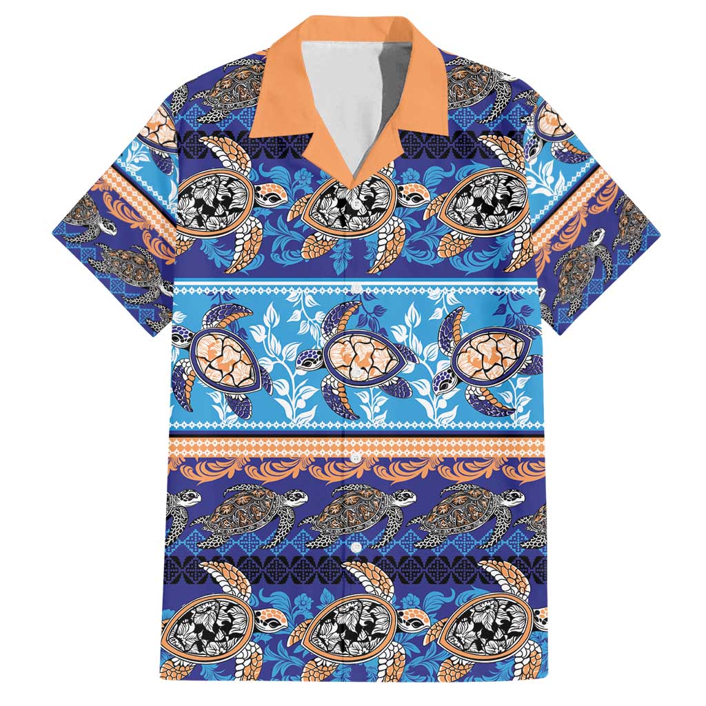 Hawaii Turtles Pattern Special Blue Family Matching Tank Maxi Dress and Hawaiian Shirt - Polynesian Pride