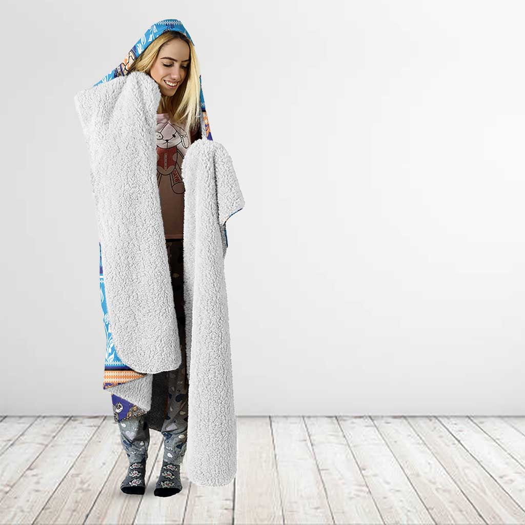 Hawaii Turtles Pattern Special Blue Hooded Blanket - Polynesian Pride