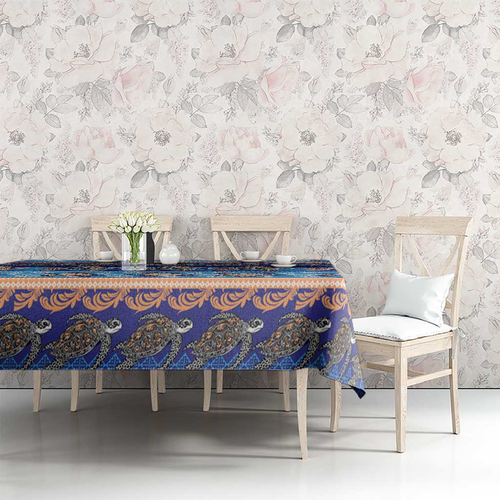 Hawaii Turtles Pattern Special Blue Tablecloth - Polynesian Pride