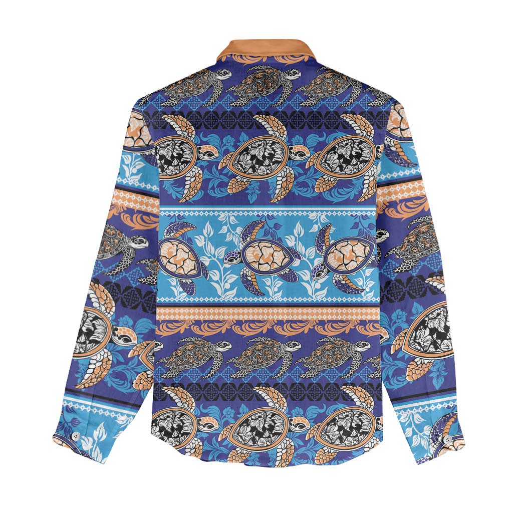 Hawaii Turtles Pattern Special Blue Women Casual Shirt - Polynesian Pride