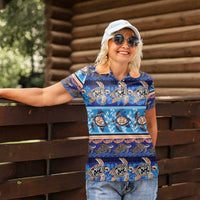 Hawaii Turtles Pattern Special Blue Women Polo Shirt - Polynesian Pride