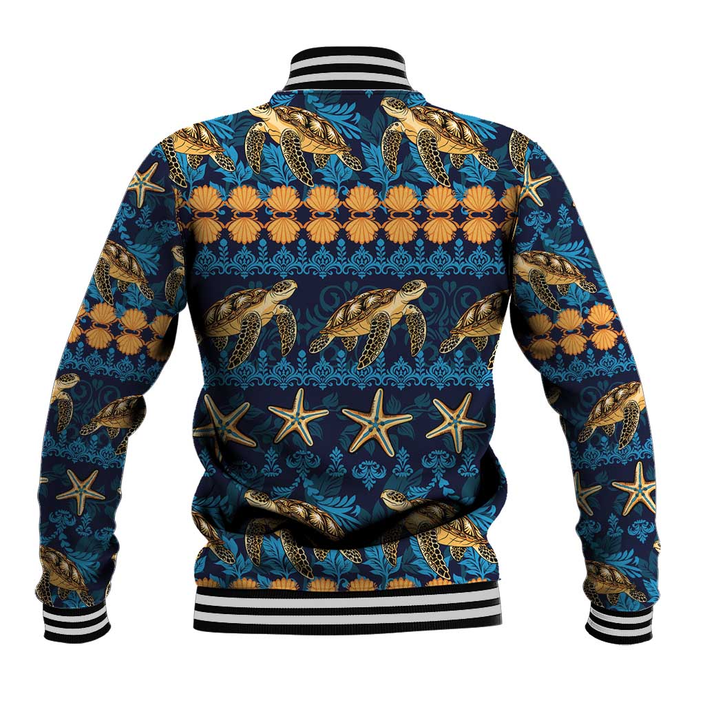 Hawaii Turtles Starfish Unique Pattern Baseball Jacket - Polynesian Pride