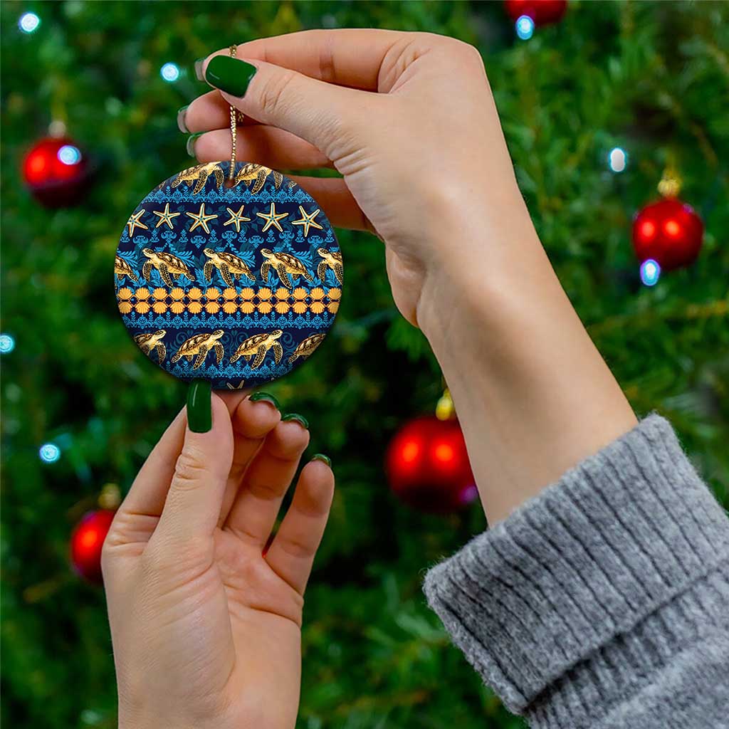 Hawaii Turtles Starfish Unique Pattern Ceramic Ornament - Polynesian Pride